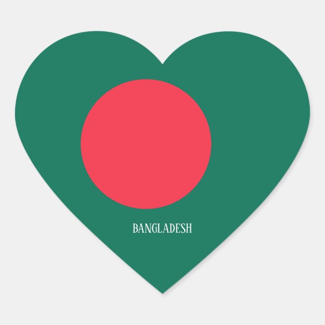 Bangladesh Flag Splendid Patriotic Heart Sticker (Front)