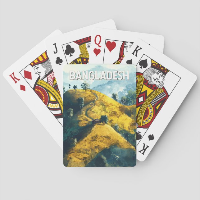Bangladesh Illustration Travel Art Vintage Playing Cards (Back)