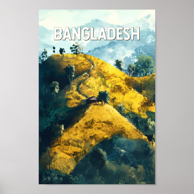 Bangladesh Illustration Travel Art Vintage Poster (Front)