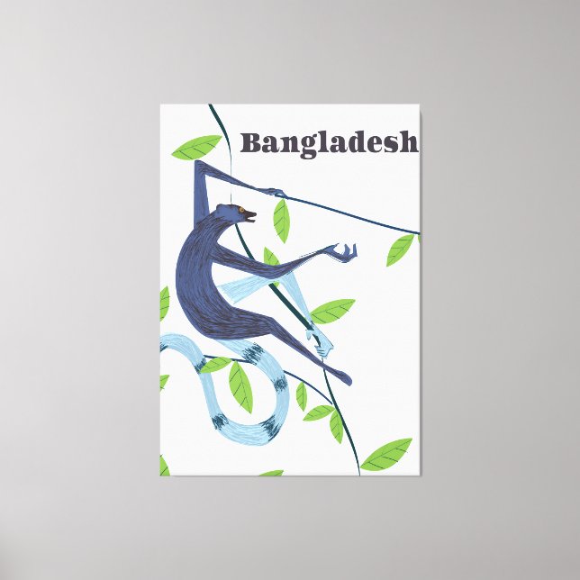 Bangladesh Monkey vintage vacation poster Canvas Print (Front)