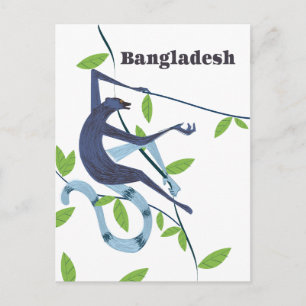 Bangladesh Monkey vintage vacation poster Postcard