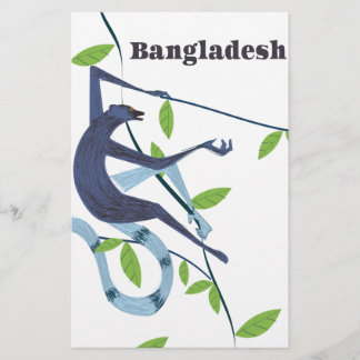 Bangladesh Monkey vintage vacation poster Stationery