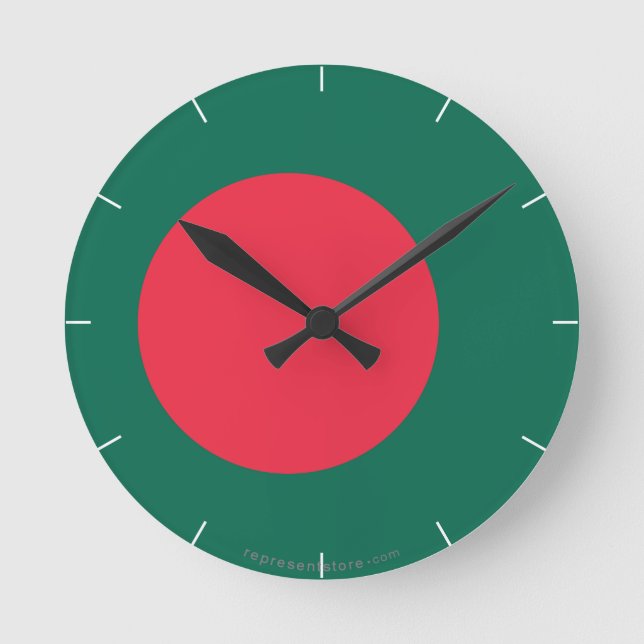 Bangladesh Plain Flag Round Clock (Front)
