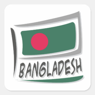 Bangladesh Pride X Flag Square Sticker