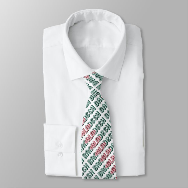 Bangladesh South Asia Typography Flag Colours Tie (Tied)