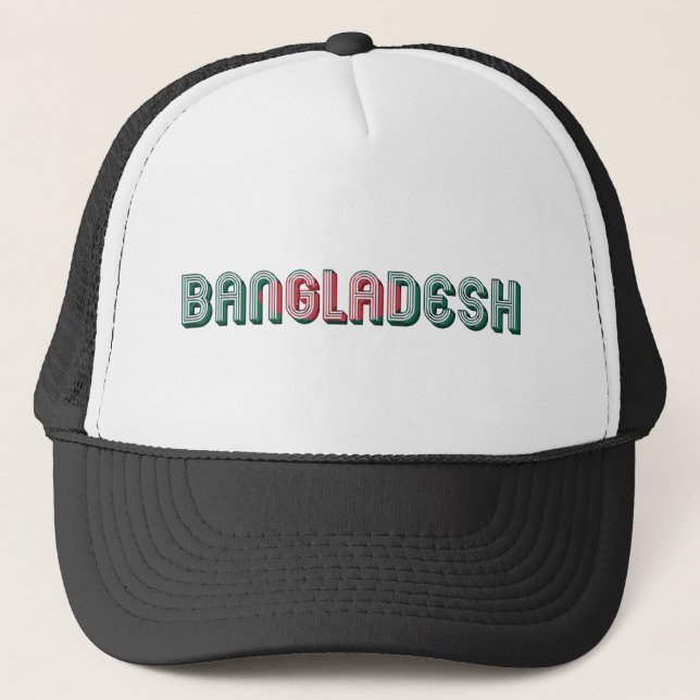 Bangladesh South Asia Typography Flag Colours Trucker Hat (Front)