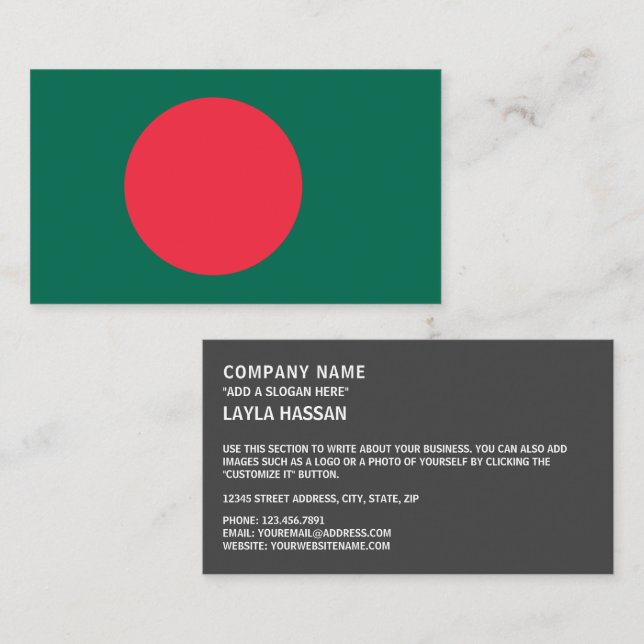 Bangladeshi Flag, Flag of Bangladesh Business Card (Front/Back)