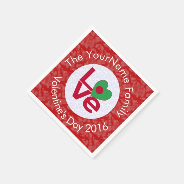 Bangladeshi Flag Heart LOVE Red Personalised Text  Napkin (Corner)