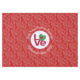 Bangladeshi Flag Heart LOVE Red Personalised Text Tablecloth