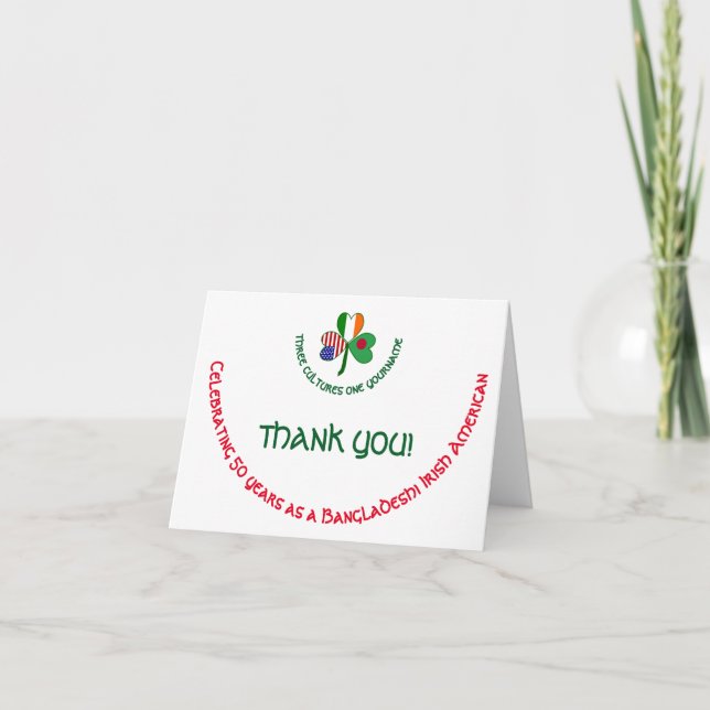 Bangladeshi Irish American Shamrock Thank You Card (Front)