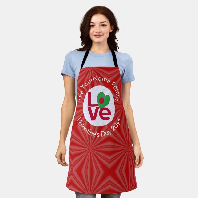 Bangladeshi Red LOVE Flag Personalised  Apron (Worn)