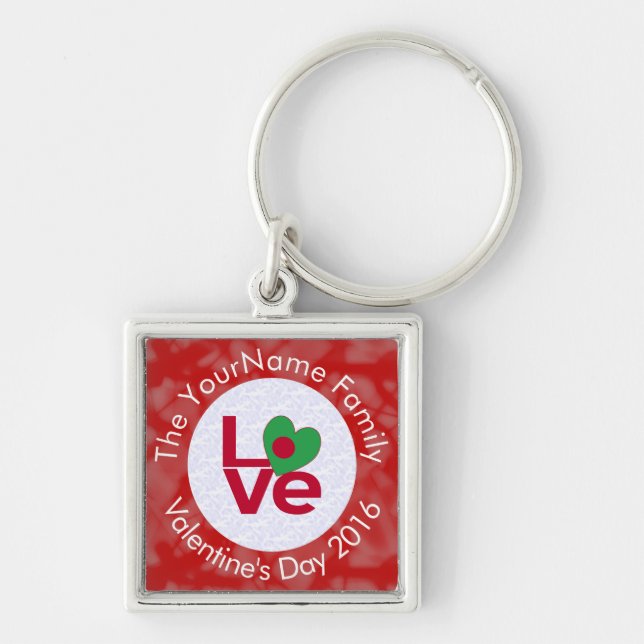 Bangladeshi Red LOVE Flag Personalised  Key Ring (Front)