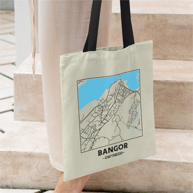 Bangor, Gwynedd City Map Tote Bag (Creator Uploaded)