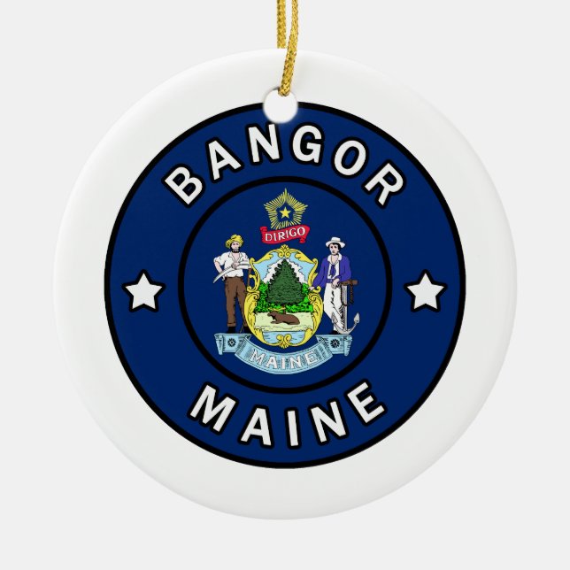 Bangor Maine Ceramic Tree Decoration (Front)