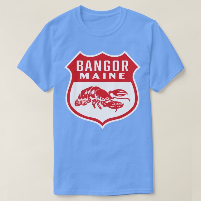 Bangor Maine Retro  Shield Red T-Shirt (Design Front)