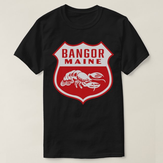 Bangor Maine Retro  Shield White T-Shirt (Design Front)