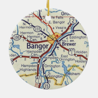 Bangor Maine Vintage Map Ceramic Tree Decoration