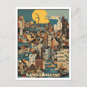 Bangor ME Graphic Design Colourful Postcard
