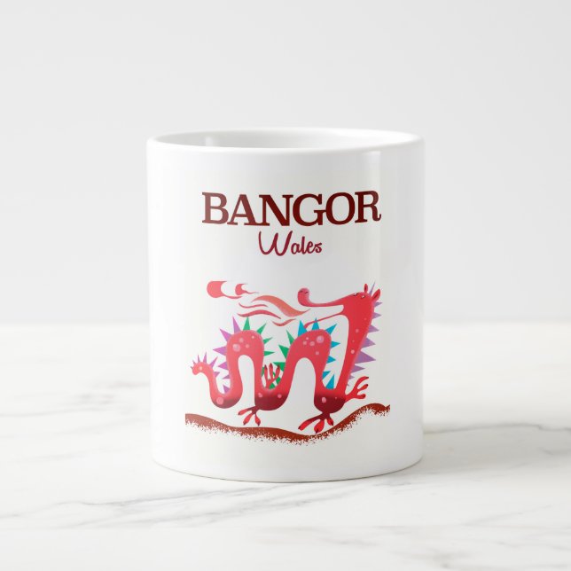 Bangor Wales Dragon poster Large Coffee Mug (Front)