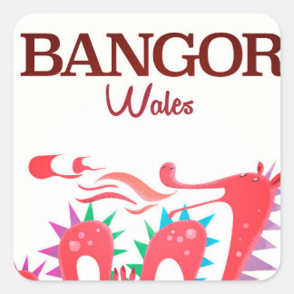 Bangor Wales Dragon poster Square Sticker