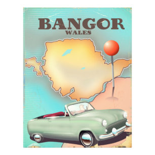 Bangor Wales vintage style travel poster