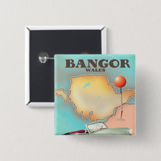 Bangor Wales vintage style travel poster 15 Cm Square Badge