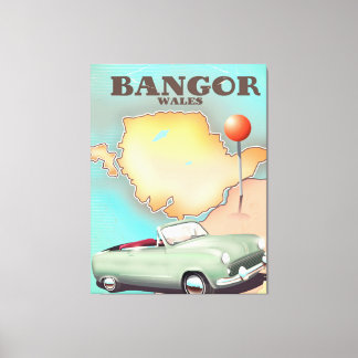 Bangor Wales vintage style travel poster Canvas Print