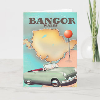 Bangor Wales vintage style travel poster Holiday Card