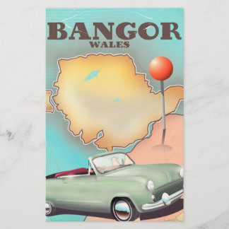 Bangor Wales vintage style travel poster Stationery