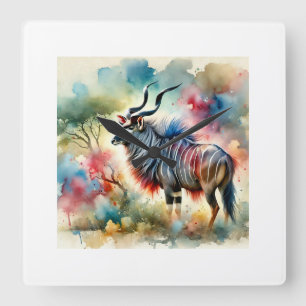 Bangweulu Tsessebe 050824AREF124 - Watercolor Square Wall Clock