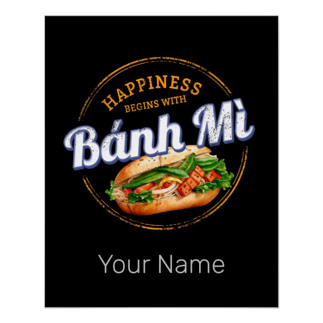 Banh Mi Street Food Baguette Vintage Vietnam Retro Poster (Front)