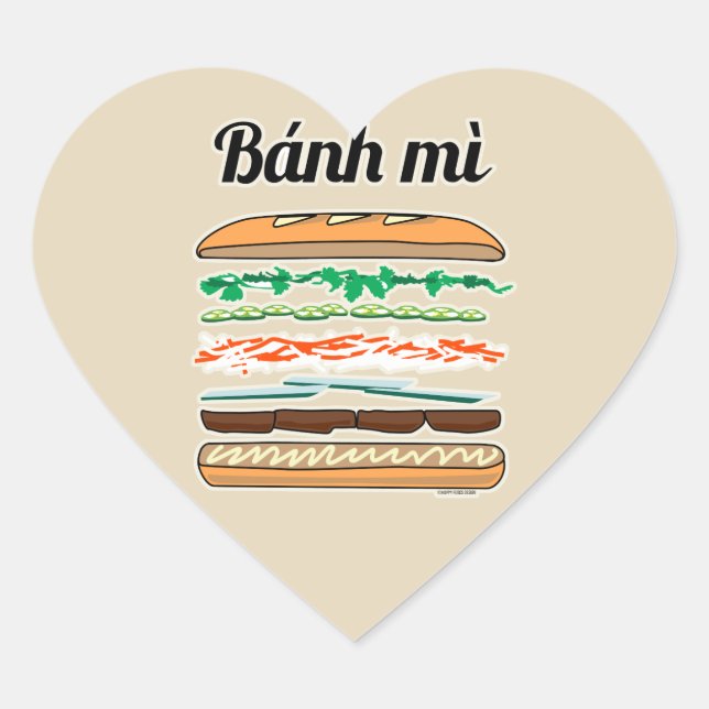 Banh Mi Vietnamese sandwich French bread baguette Heart Sticker (Front)