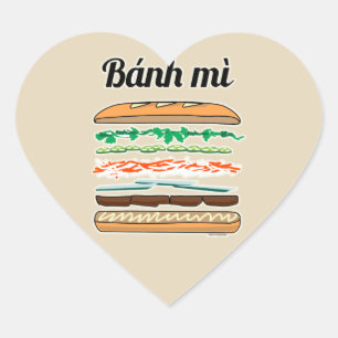 Banh Mi Vietnamese sandwich French bread baguette Heart Sticker