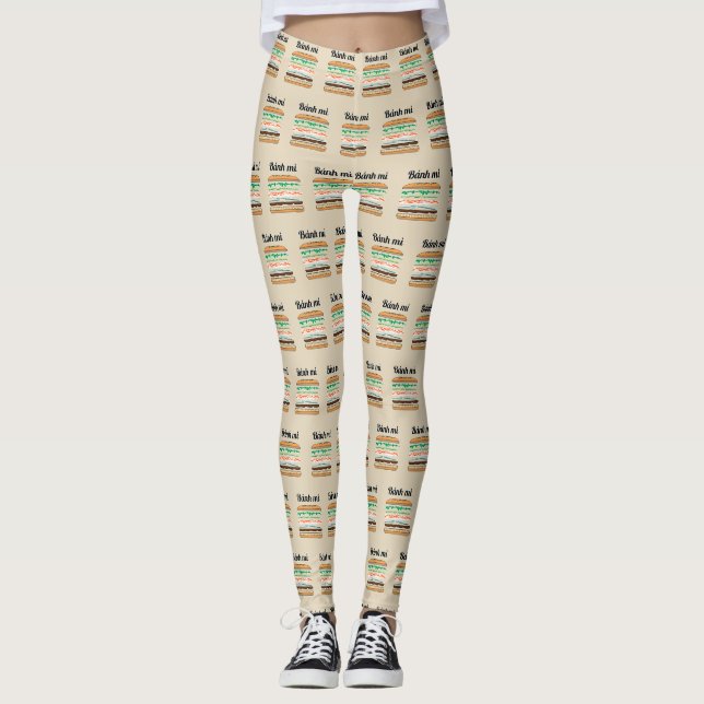 Banh Mi Vietnamese sandwich French bread baguette Leggings (Front)