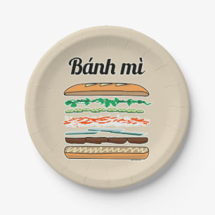 Banh Mi Vietnamese sandwich French bread baguette Paper Plate