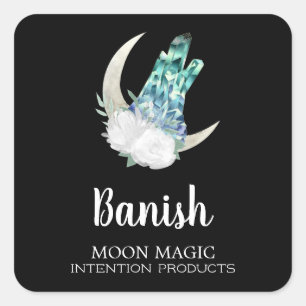 Banish Crystal Moon Intention Candle Labels
