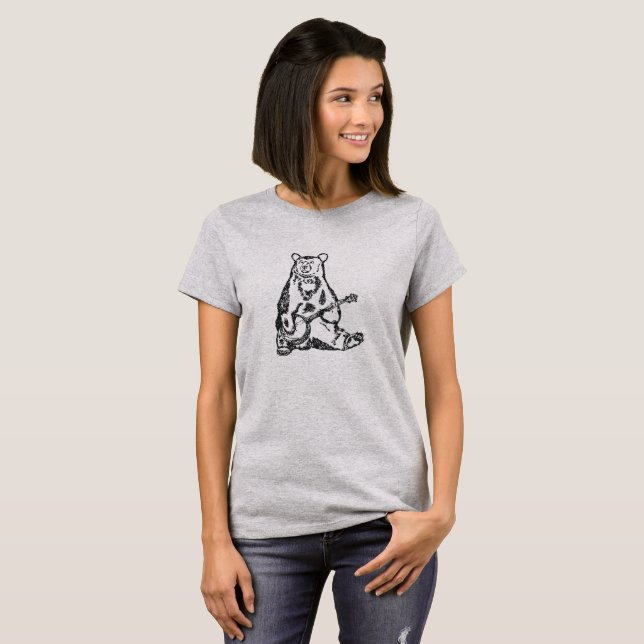 Banjo Bear Cute Funny T-Shirt (Front Full)