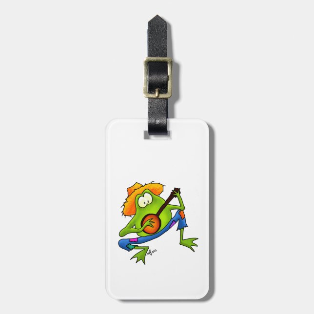 Banjo Bluegrass Frog Luggage Tag (Front Vertical)