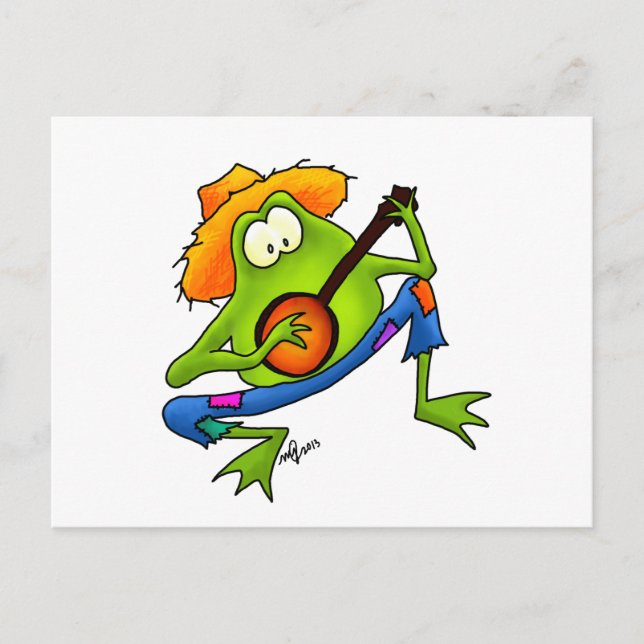 Banjo Bluegrass Frog Postcard (Front)