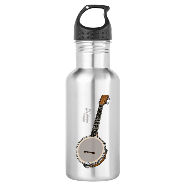 Banjo cartoon illustration  532 ml water bottle (Front)
