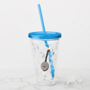 Banjo cartoon illustration  acrylic tumbler