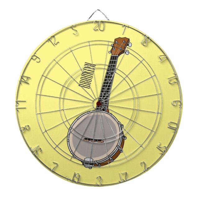 Banjo cartoon illustration  dartboard (Front)
