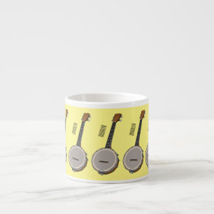 Banjo cartoon illustration  espresso cup