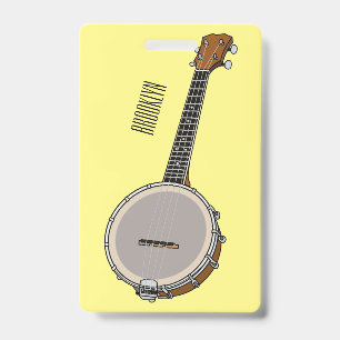 Banjo cartoon illustration ID badge
