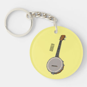 Banjo cartoon illustration  key ring