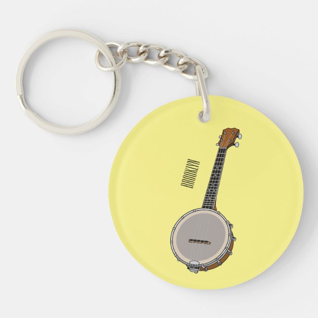 Banjo cartoon illustration  key ring (Front)