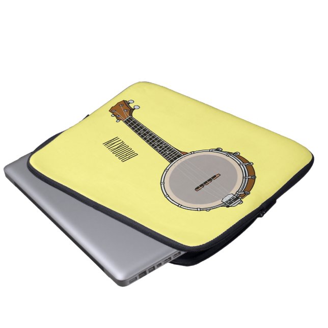 Banjo cartoon illustration  laptop sleeve (Front Bottom)