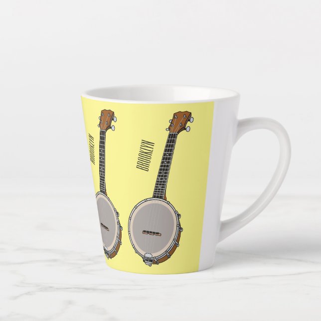 Banjo cartoon illustration  latte mug (Right)