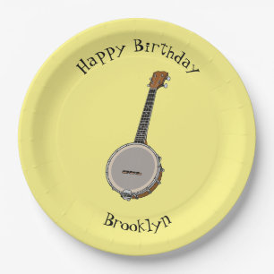 Banjo cartoon illustration paper plate