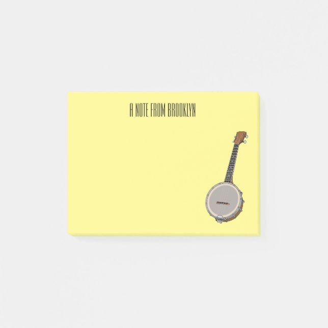 Banjo cartoon illustration  post-it notes (Front)